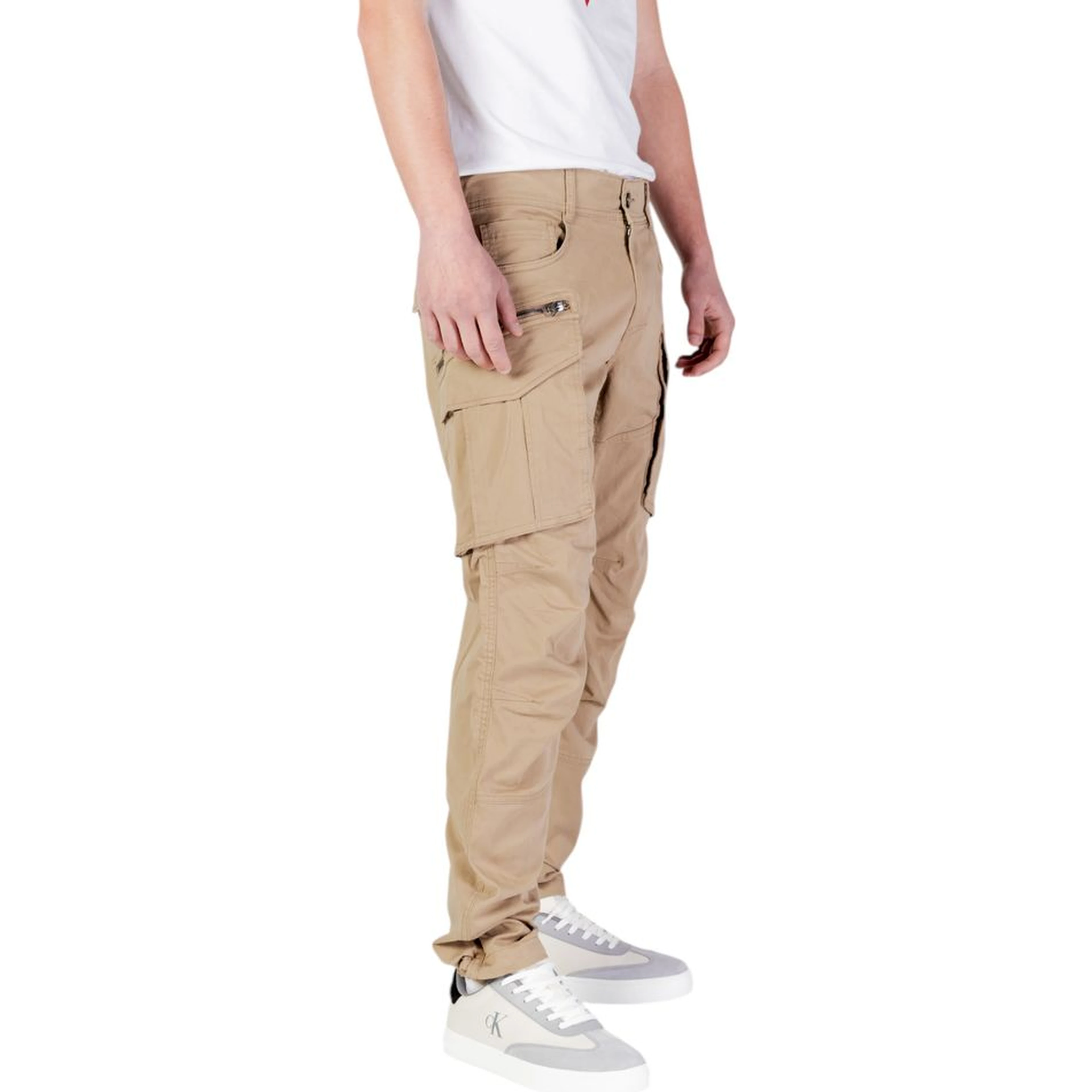 Beige Cotton Relaxed Fit Jeans