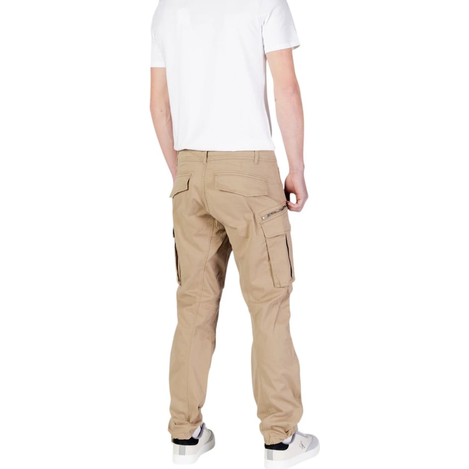 Beige Cotton Relaxed Fit Jeans