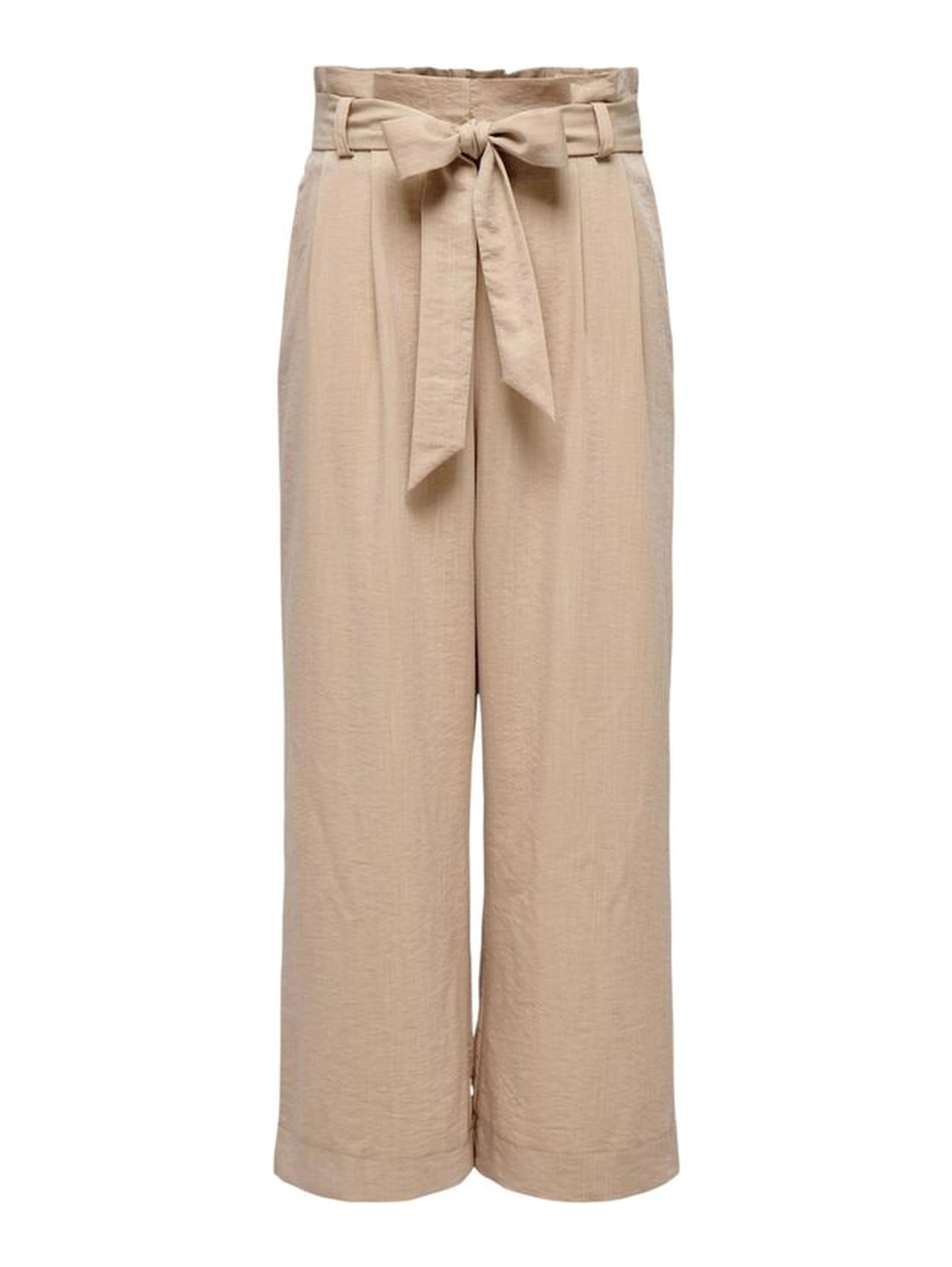 Beige Viscose Casual Pants