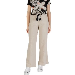 Beige Linen Casual Pants