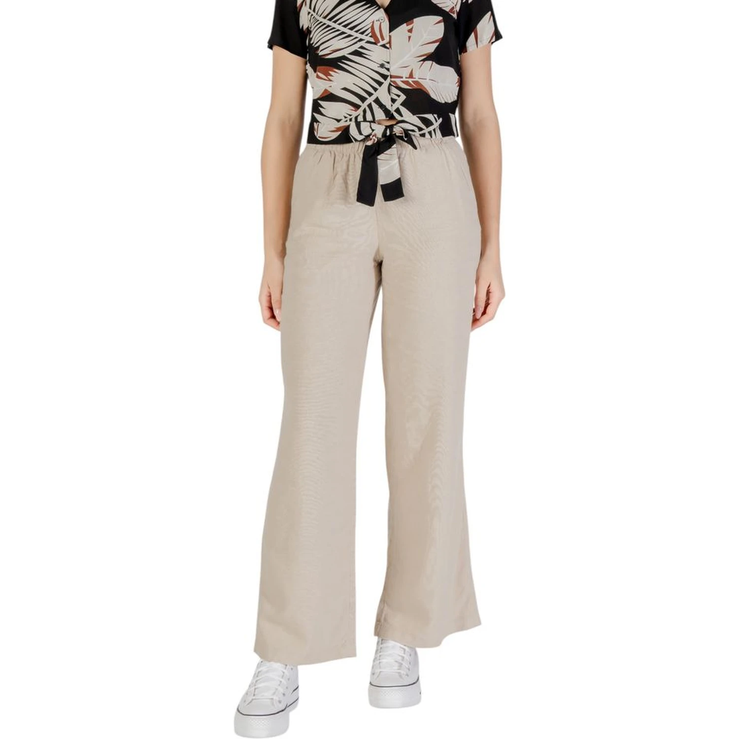 Beige Linen Casual Pants