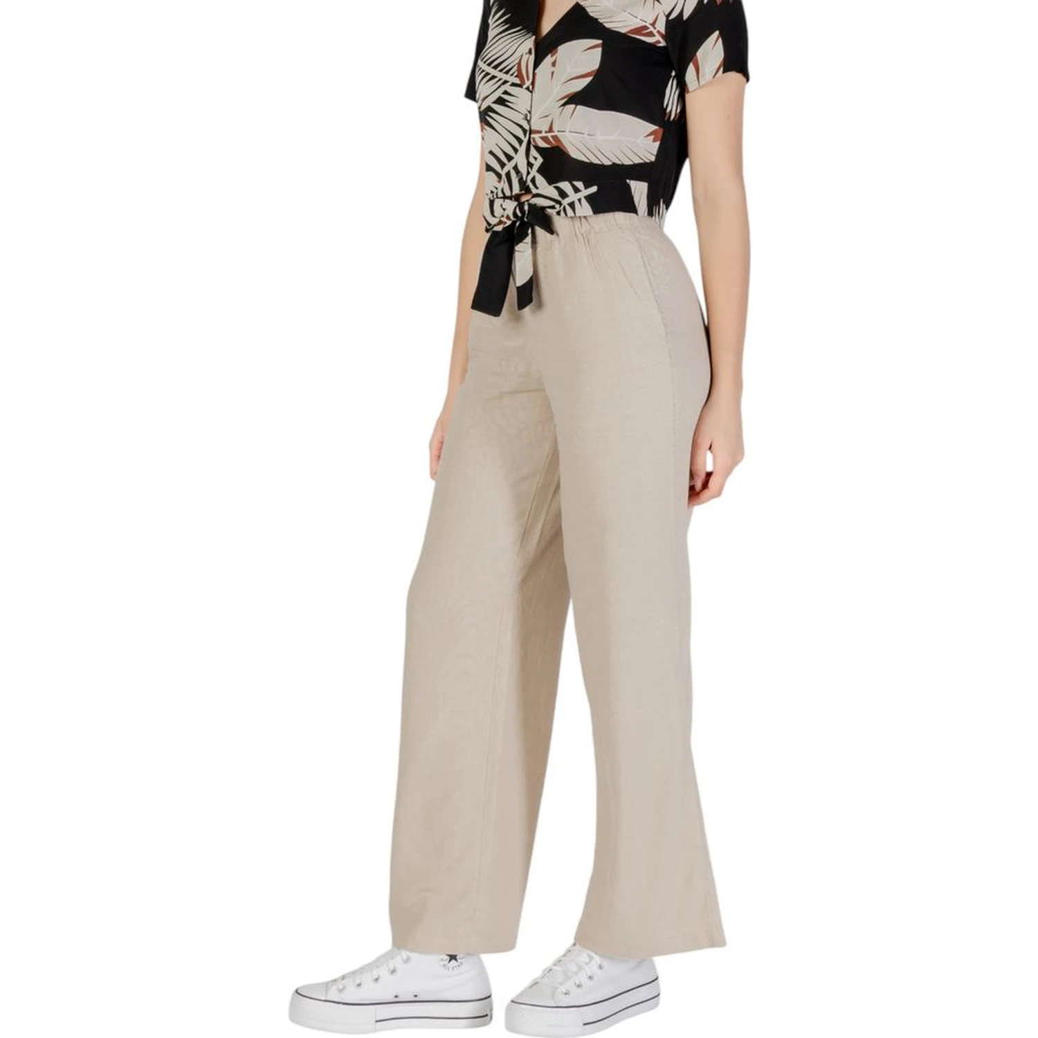 Beige Linen Casual Pants