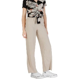 Beige Linen Casual Pants