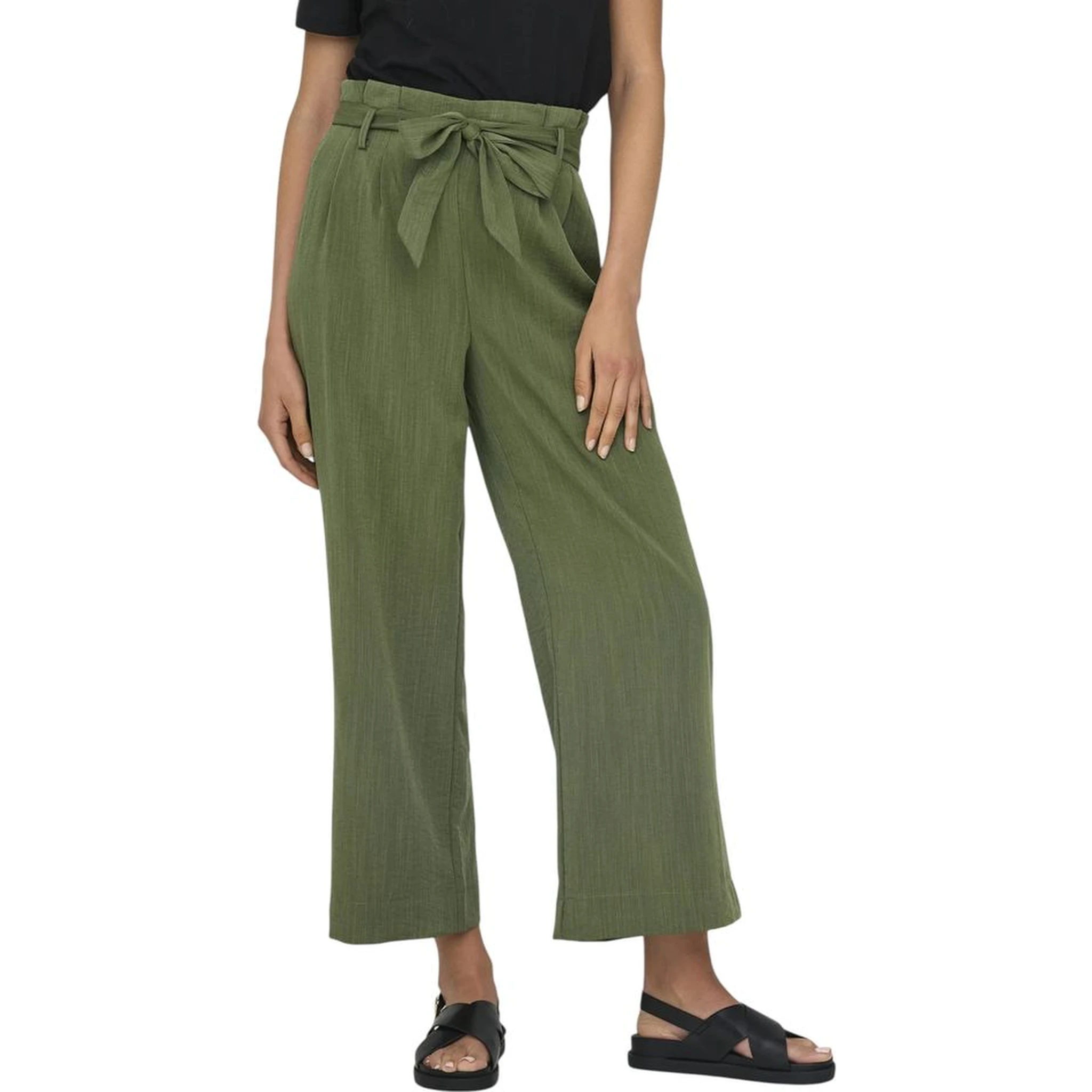 Green Viscose Casual Pants