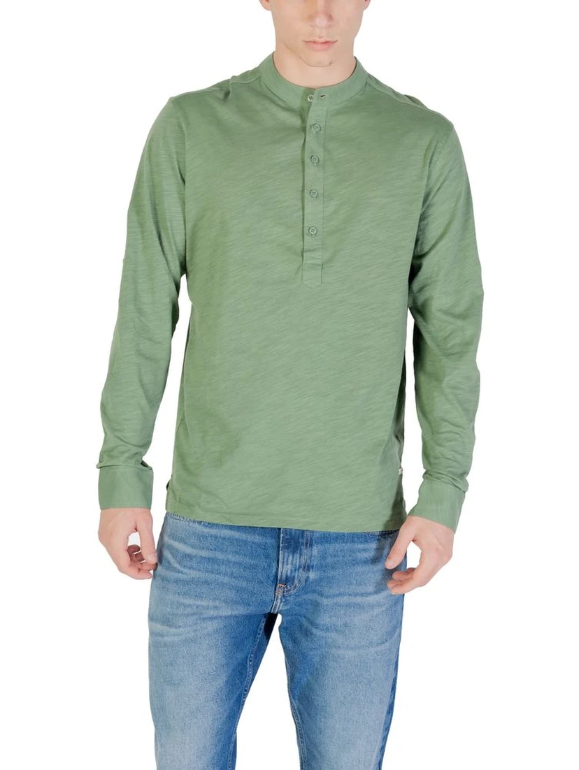 Green Cotton Long Sleeve T-Shirt
