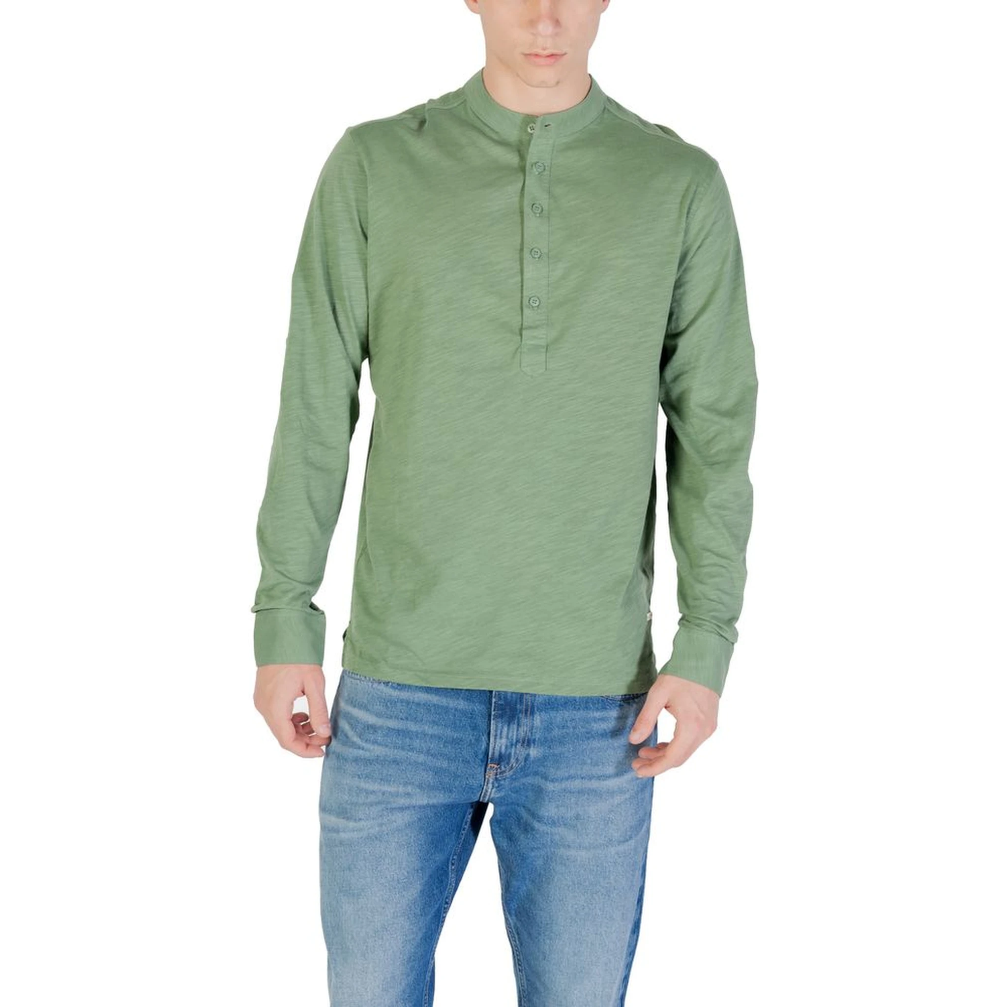 Green Cotton Long Sleeve T-Shirt