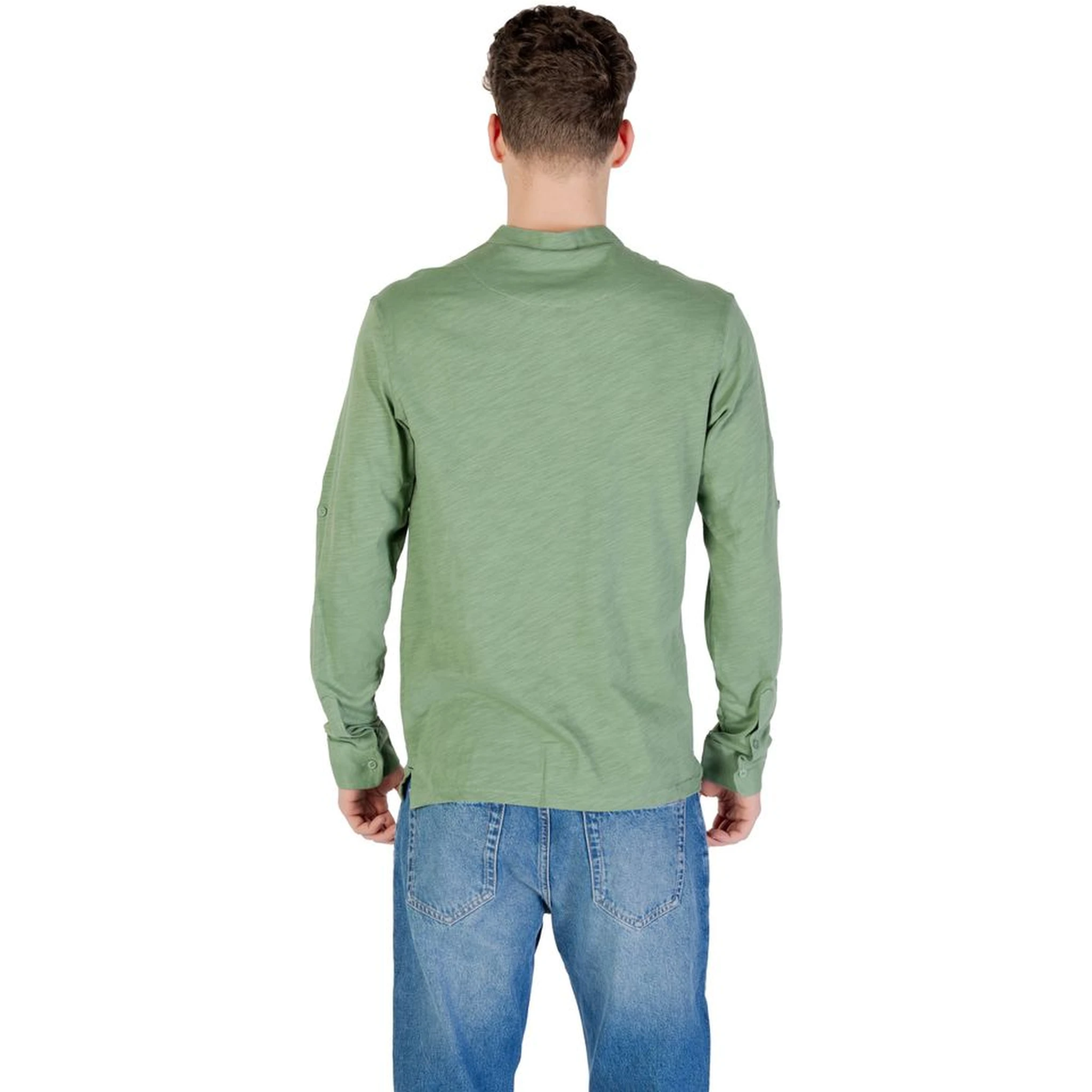 Green Cotton Long Sleeve T-Shirt