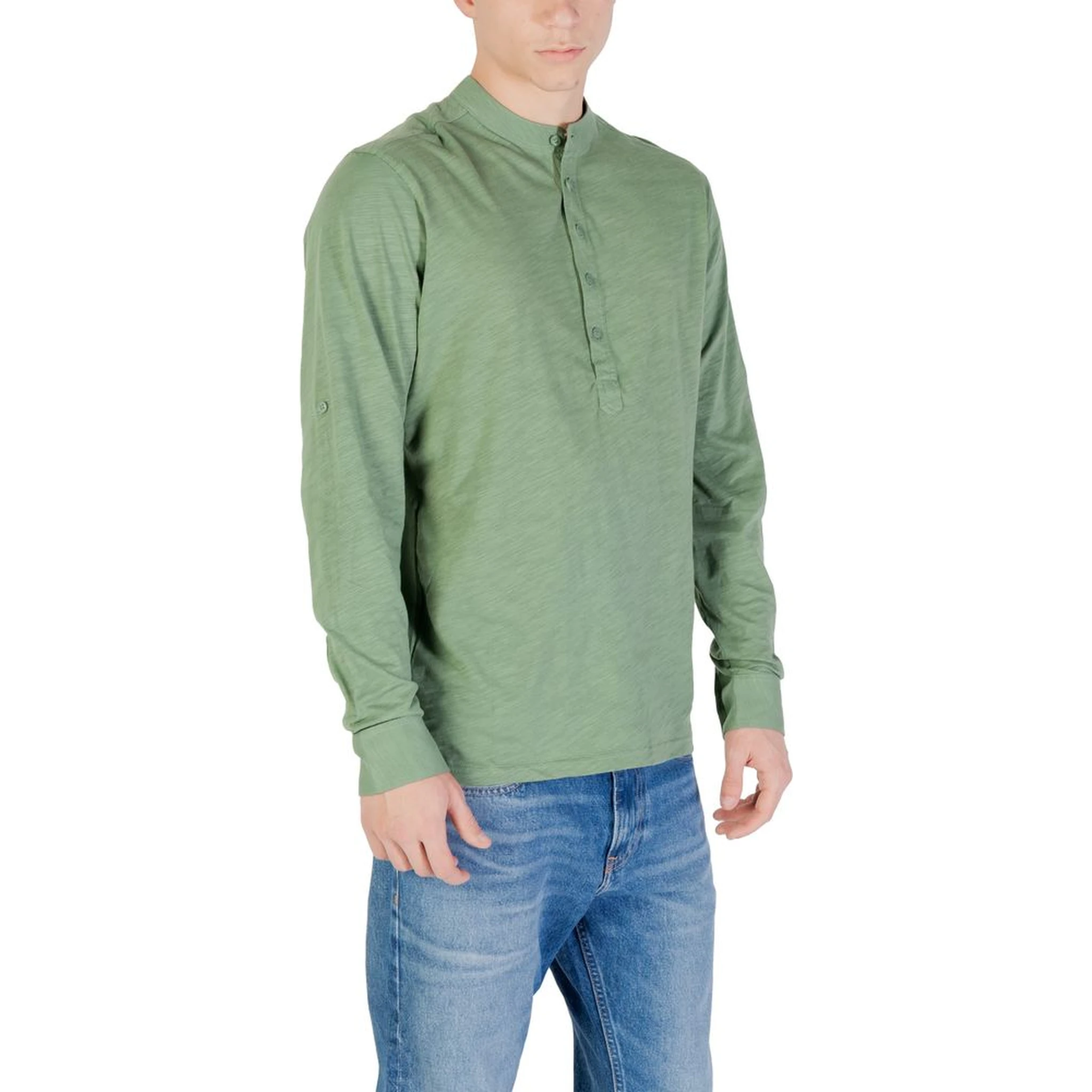 Green Cotton Long Sleeve T-Shirt