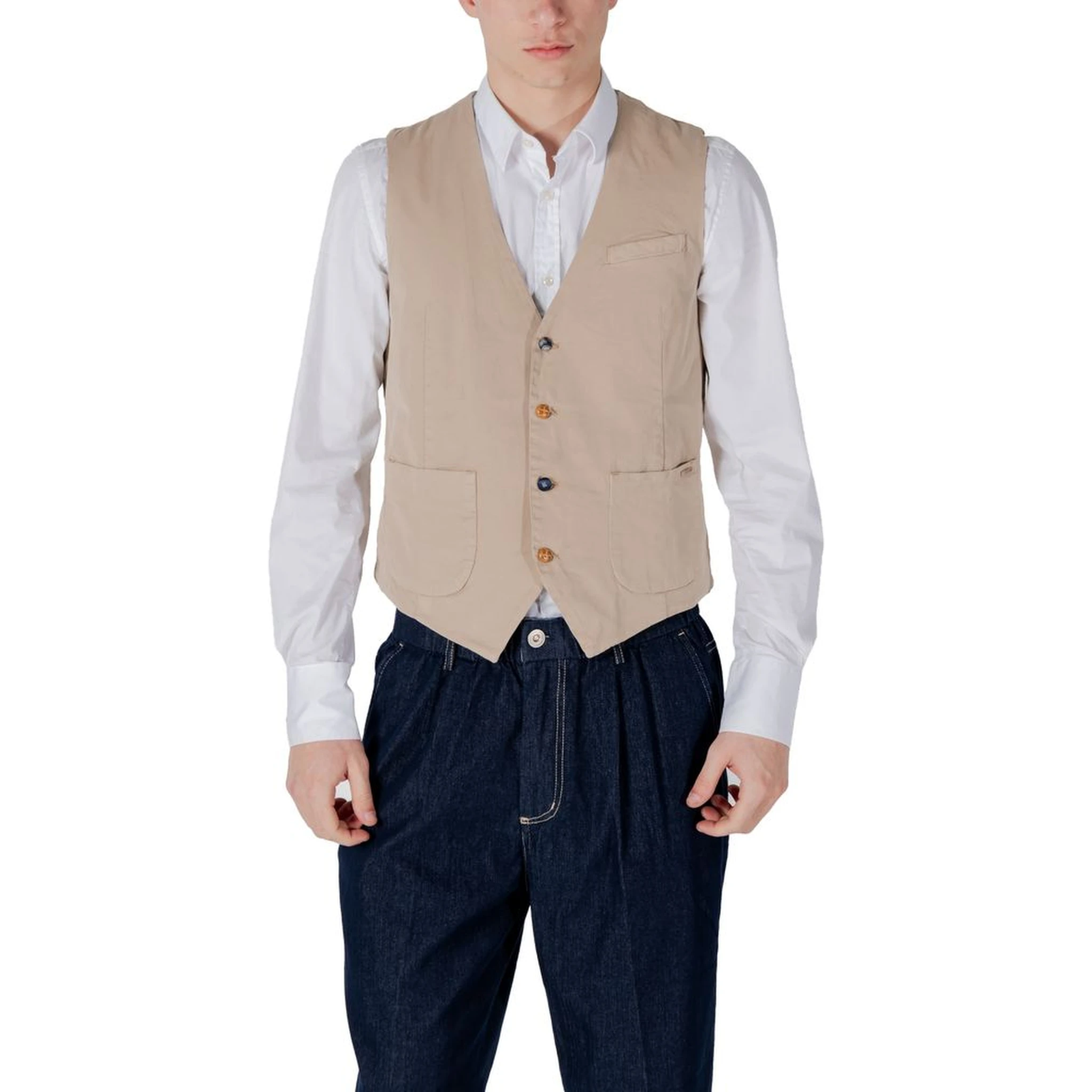 Beige Cotton Waistcoat