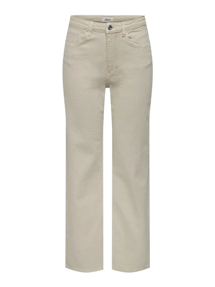 Beige Cotton Relaxed Fit Jeans
