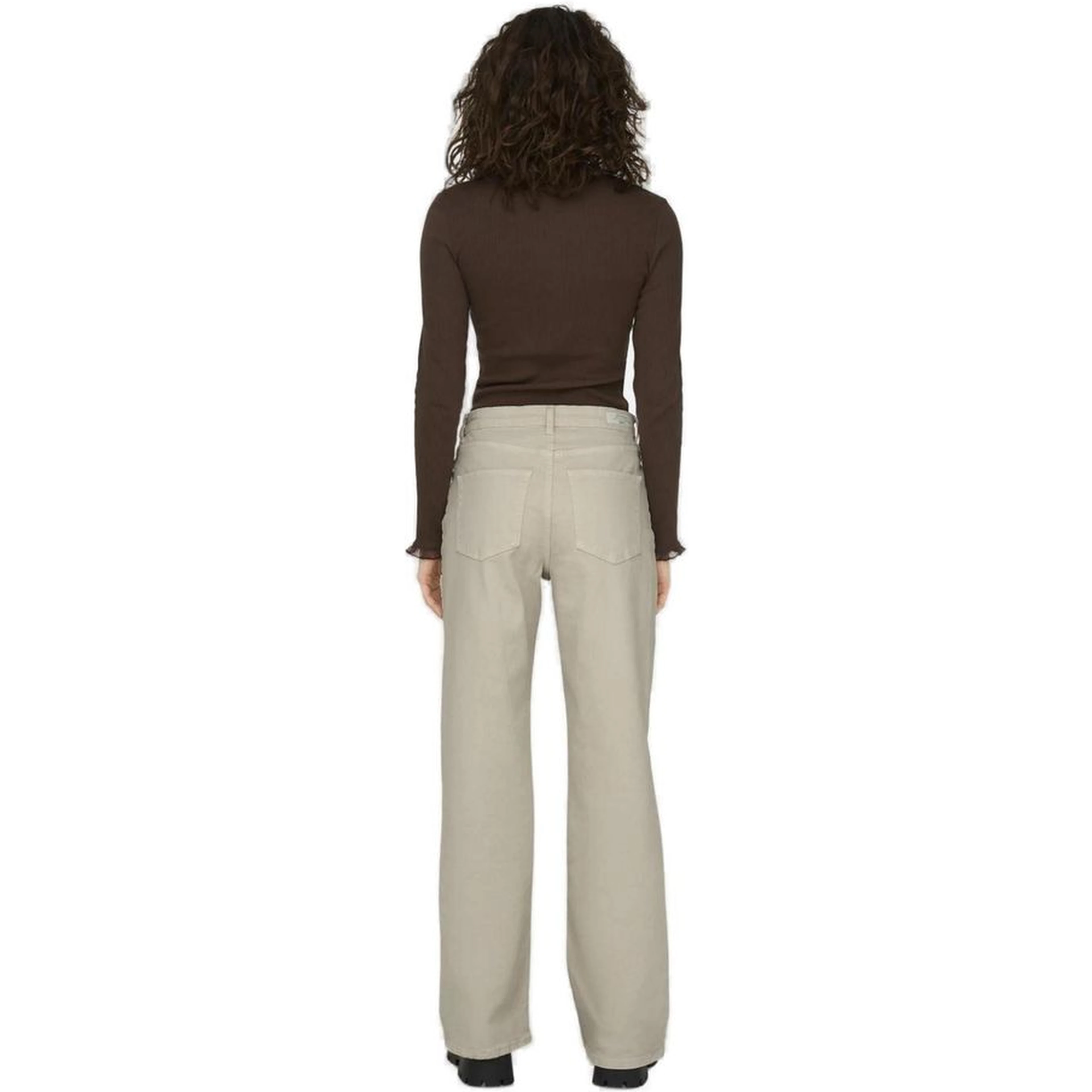Beige Cotton Relaxed Fit Jeans