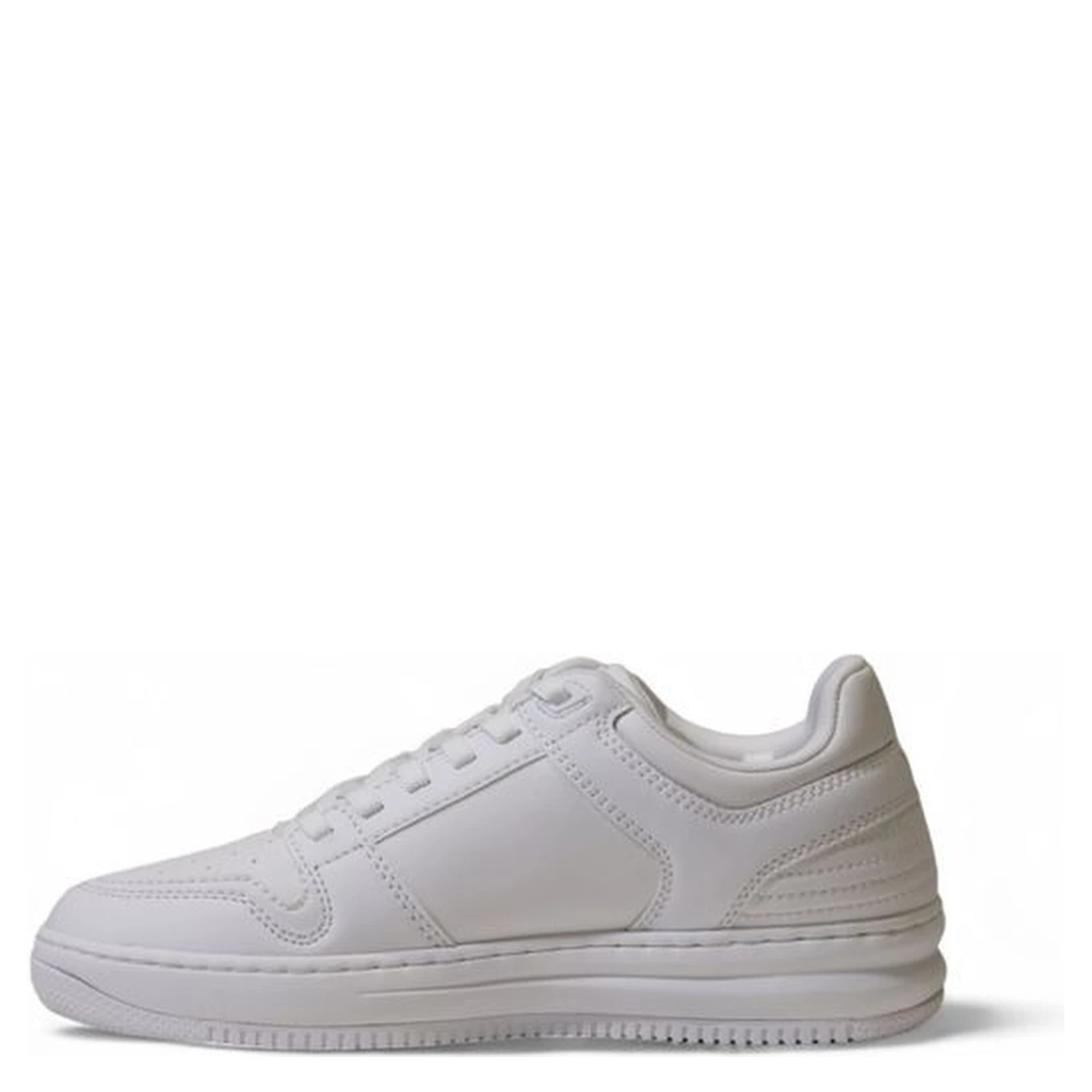 White Polyester Athletic Sneakers