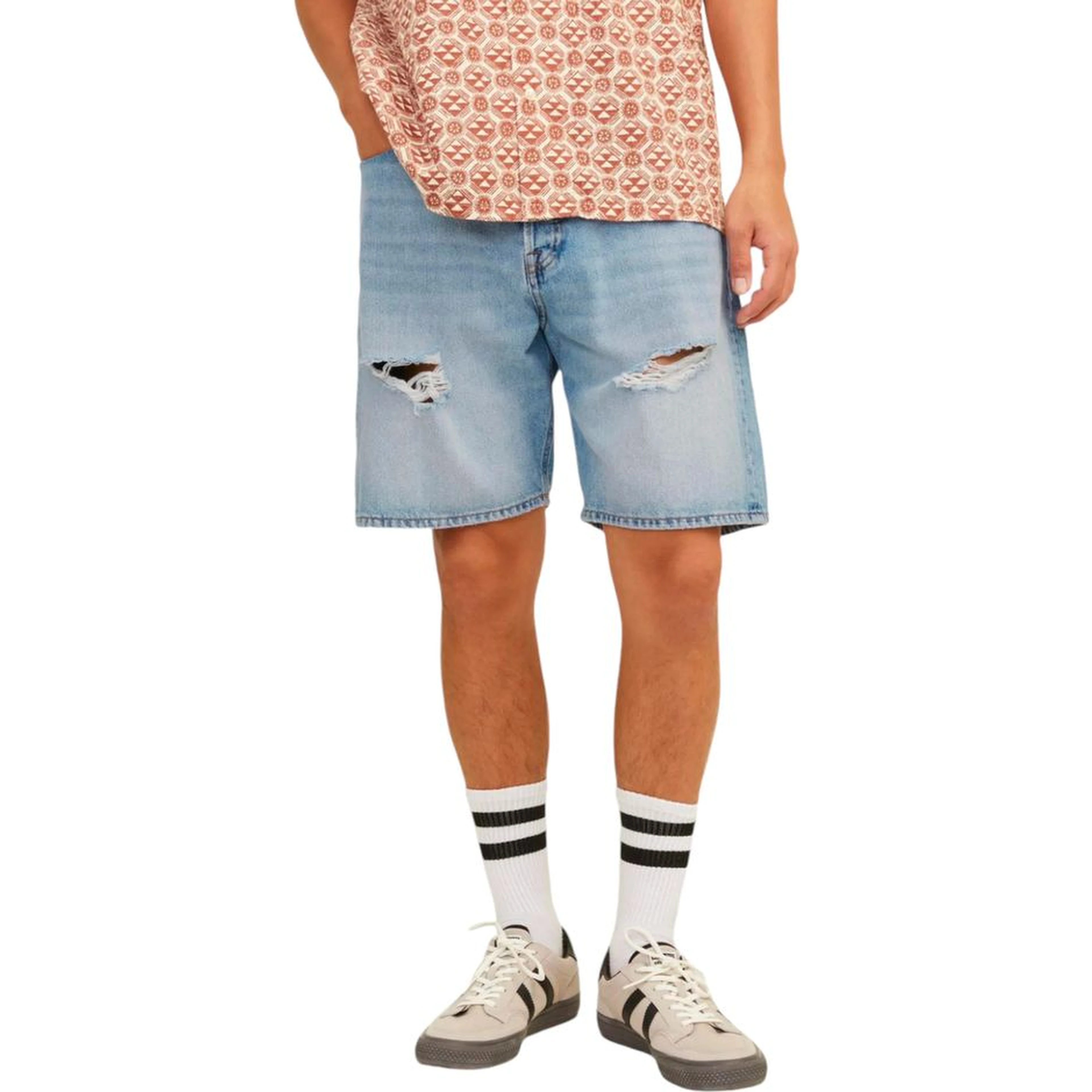 Light Blue Cotton Bermuda Shorts