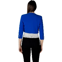 Blue Polyester Full-Length Jacket