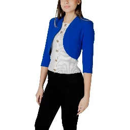 Blue Polyester Full-Length Jacket