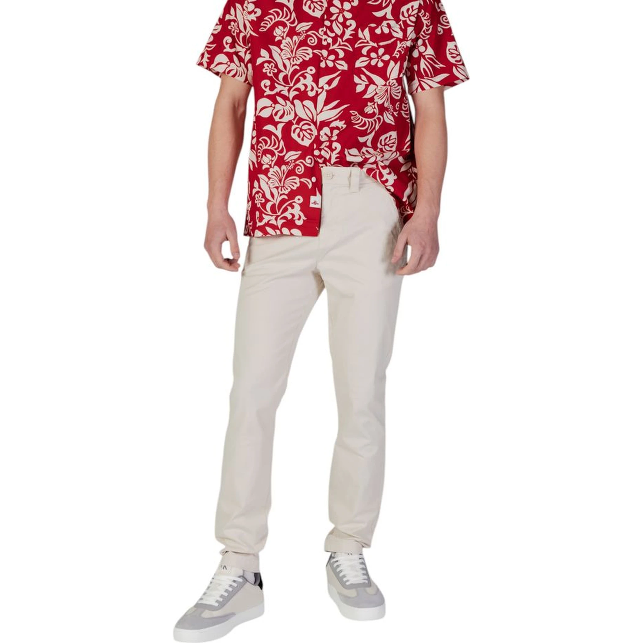 Beige Cotton Skinny Pants