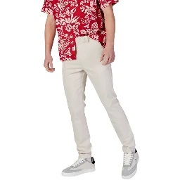 Beige Cotton Skinny Pants