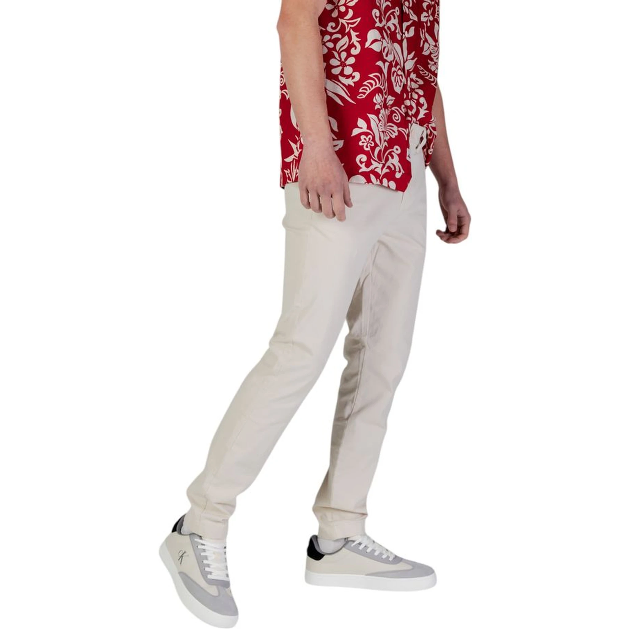 Beige Cotton Skinny Pants