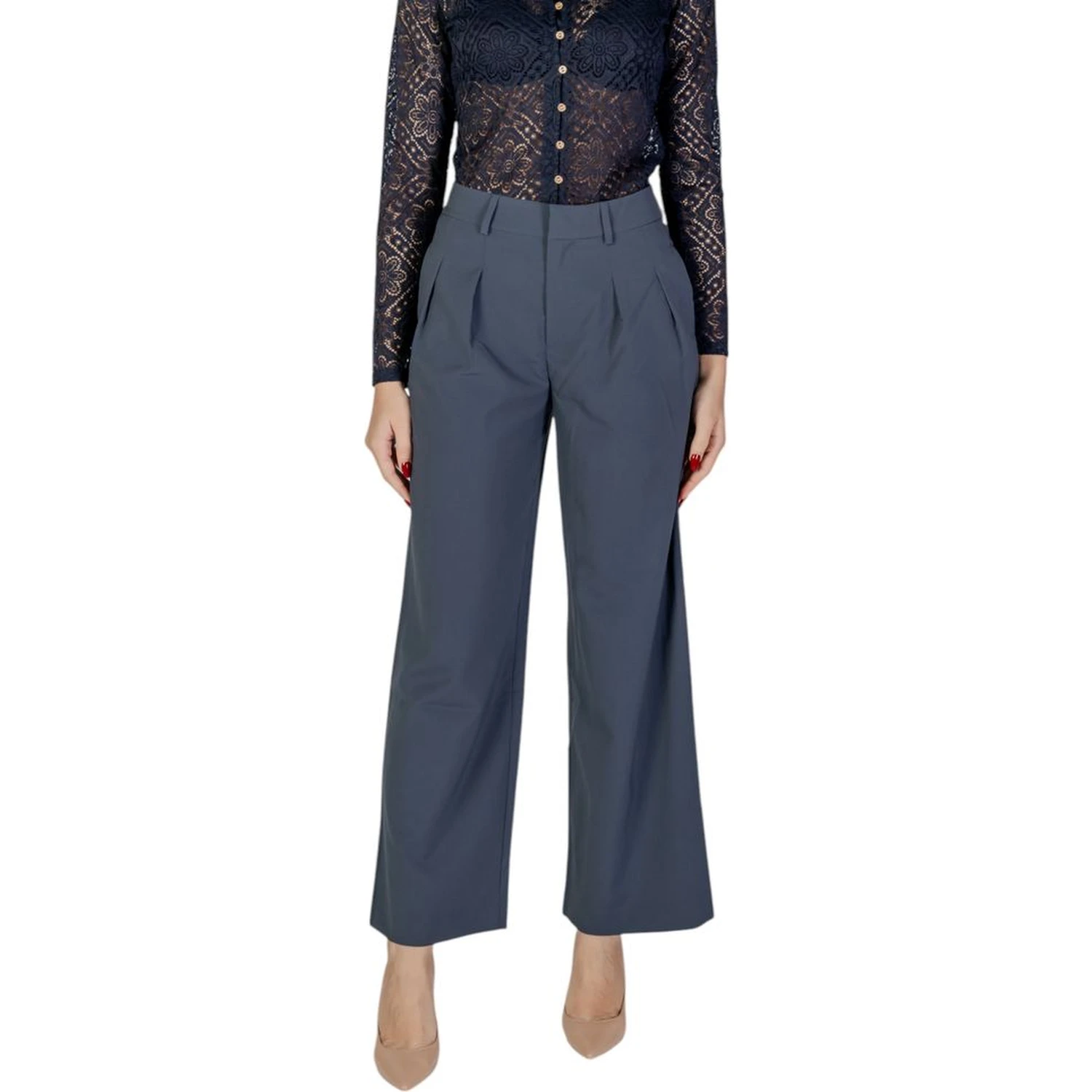 Gray Recycled Polyester Casual Pants