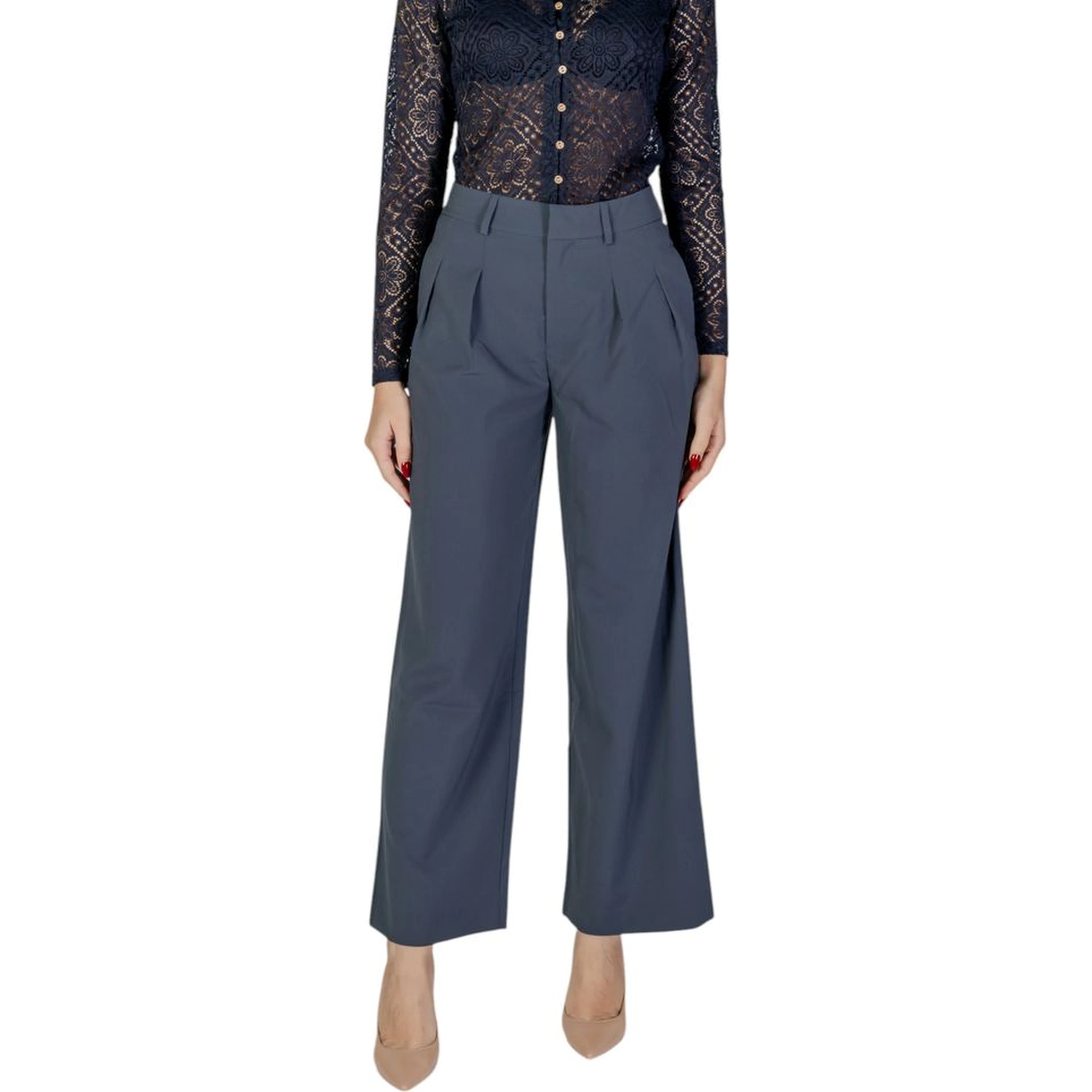 Gray Recycled Polyester Casual Pants