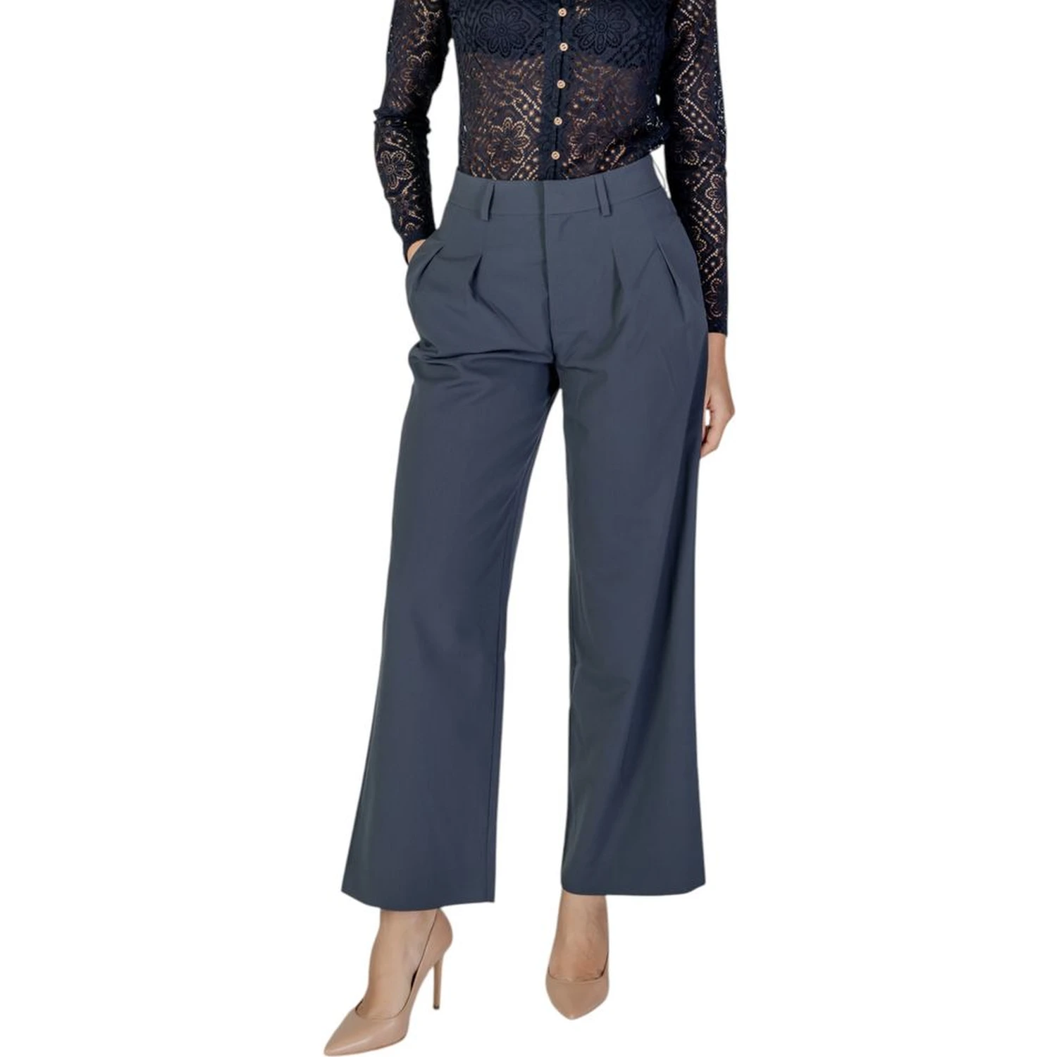 Gray Recycled Polyester Casual Pants