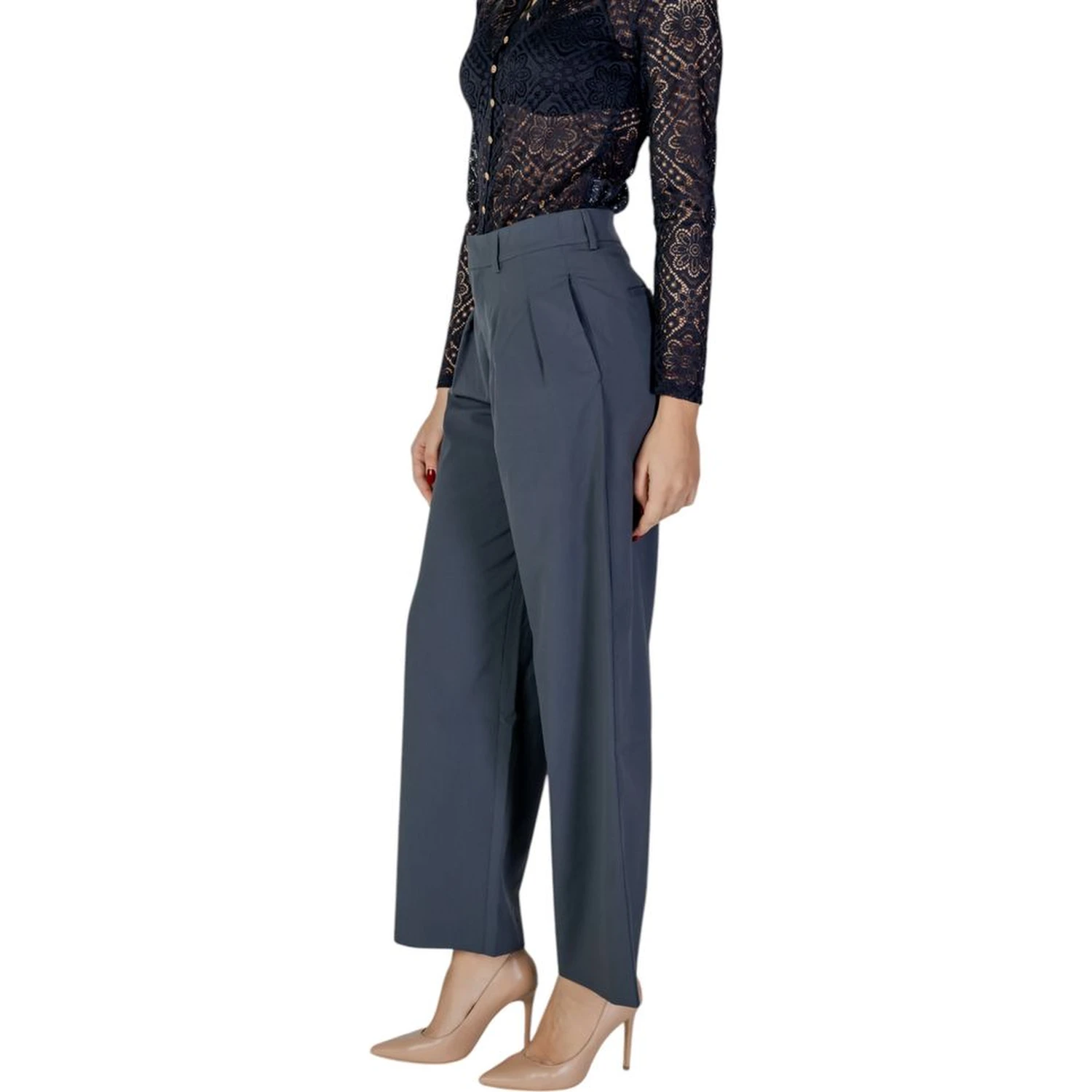 Gray Recycled Polyester Casual Pants