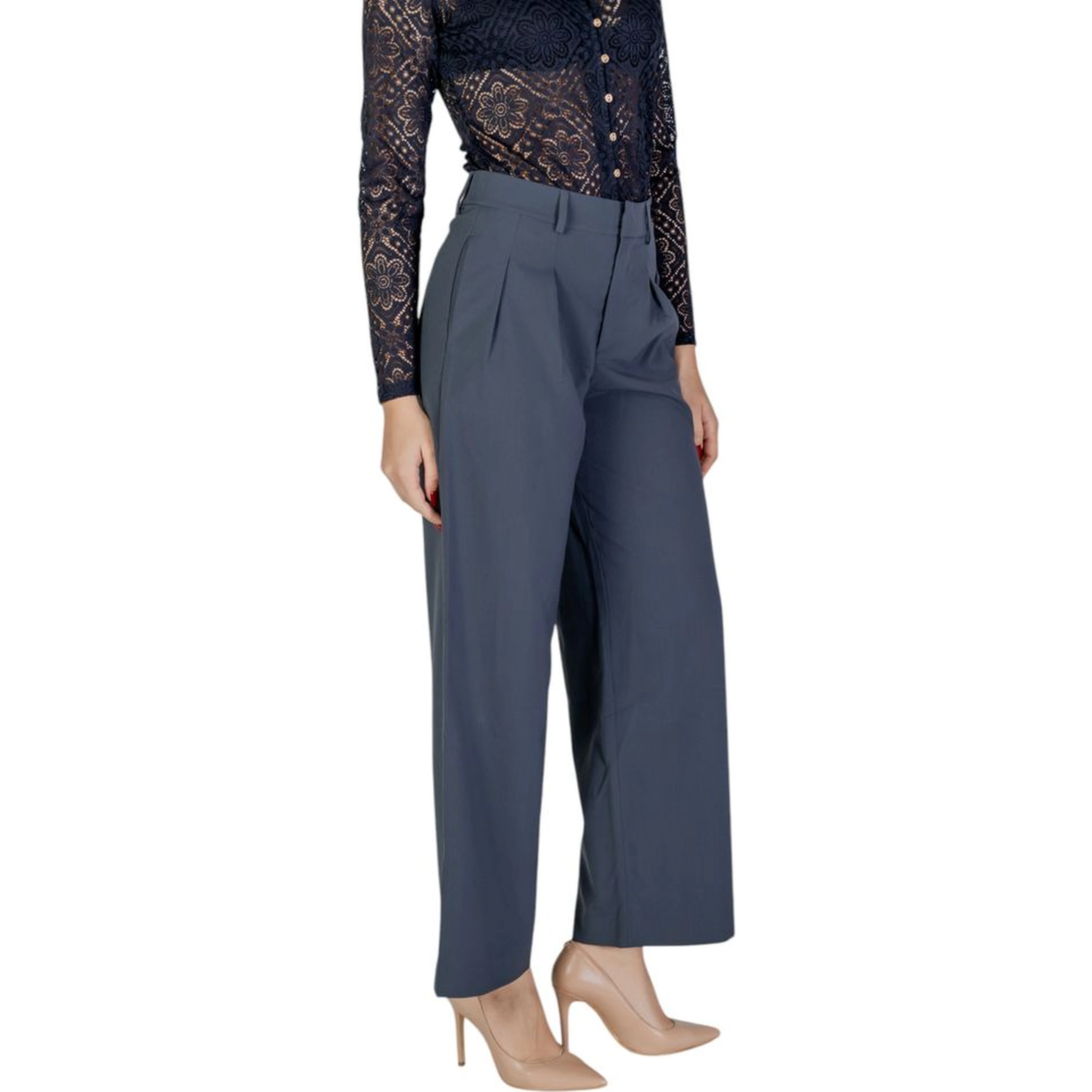 Gray Recycled Polyester Casual Pants