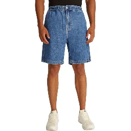 Blue Cotton Bermuda Shorts