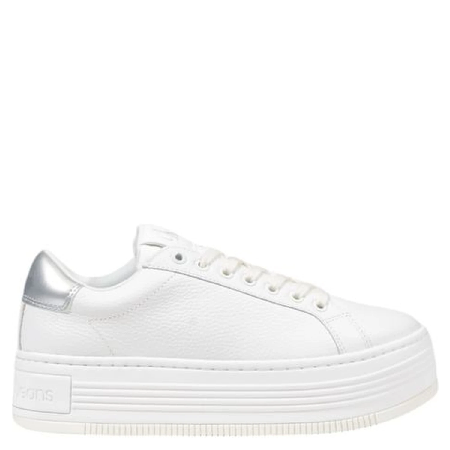 Silver Leather Platform Sneakers