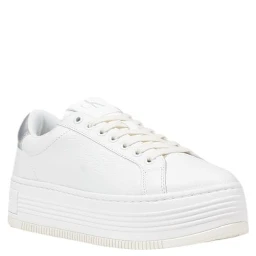 Silver Leather Platform Sneakers