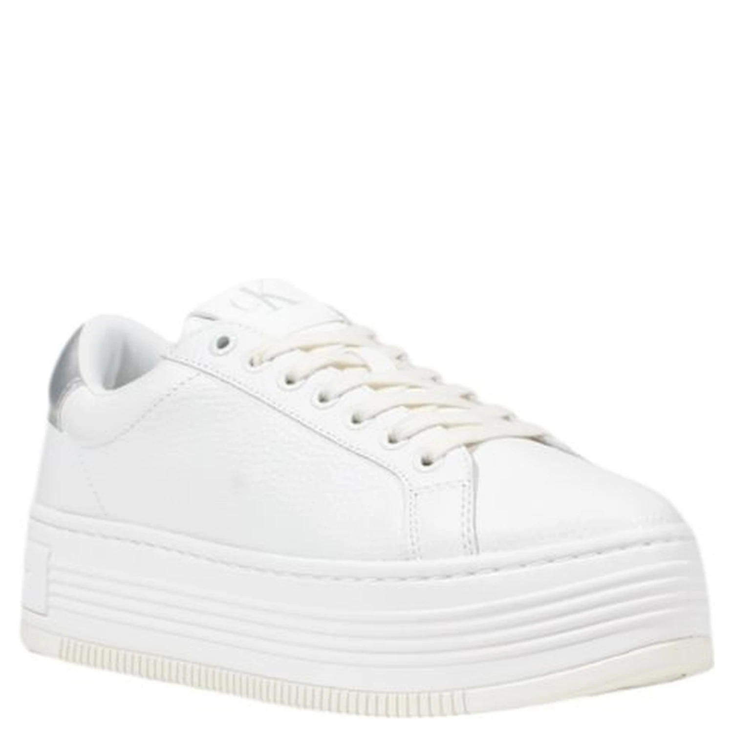 Silver Leather Platform Sneakers