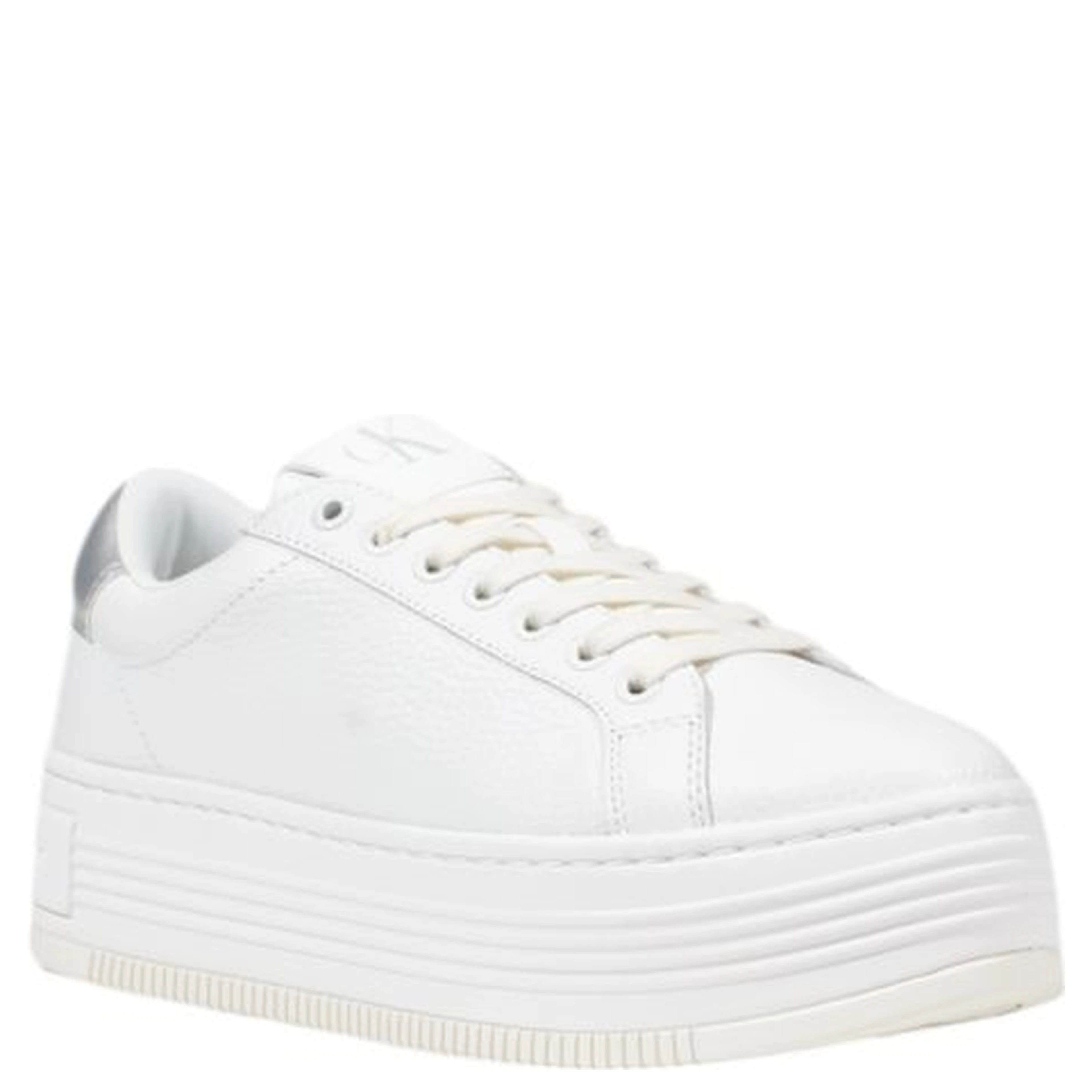 Silver Leather Platform Sneakers