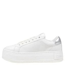 Silver Leather Platform Sneakers