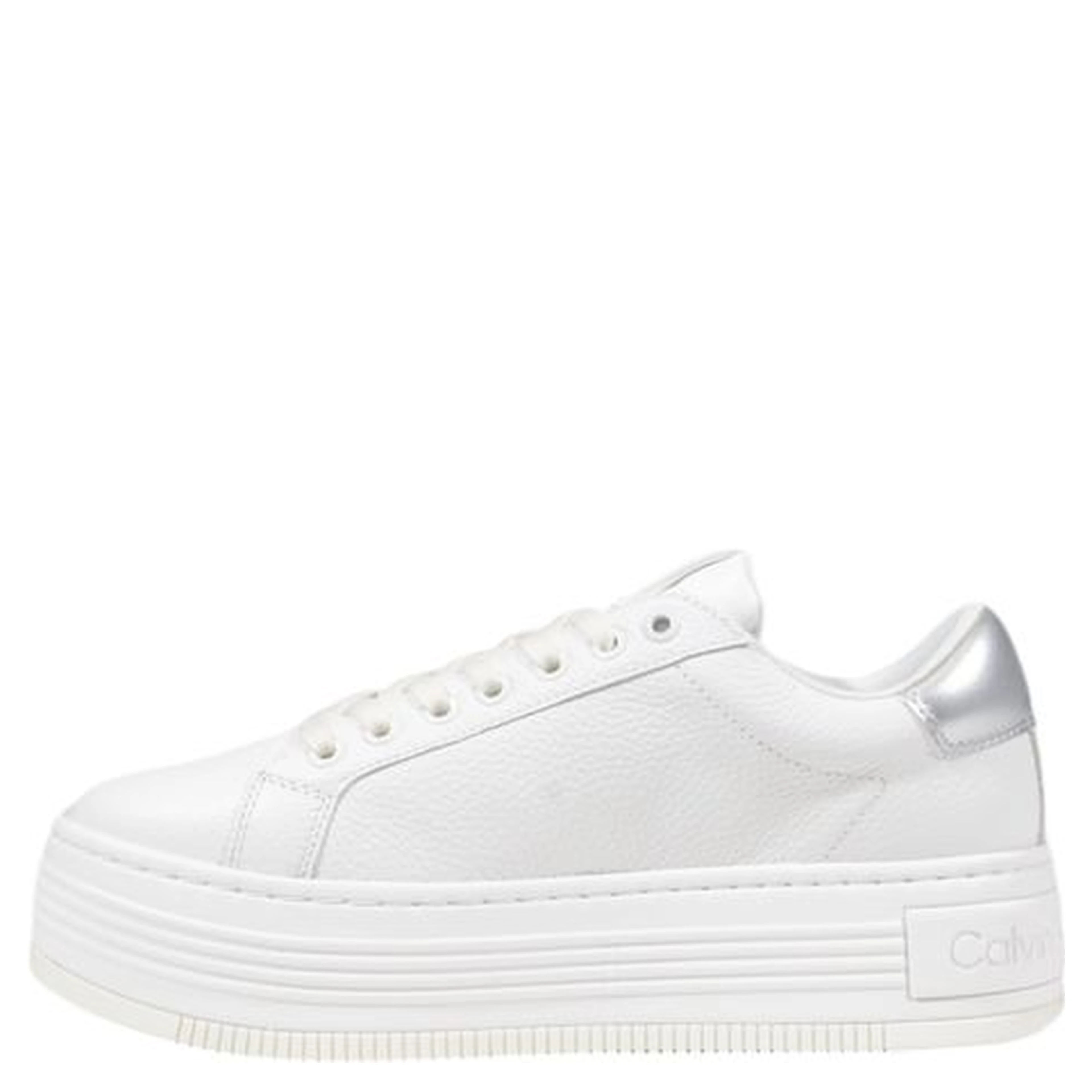 Silver Leather Platform Sneakers