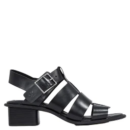 Black Polyester Flat Sandals