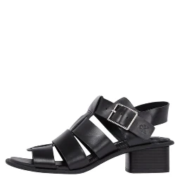 Black Polyester Flat Sandals