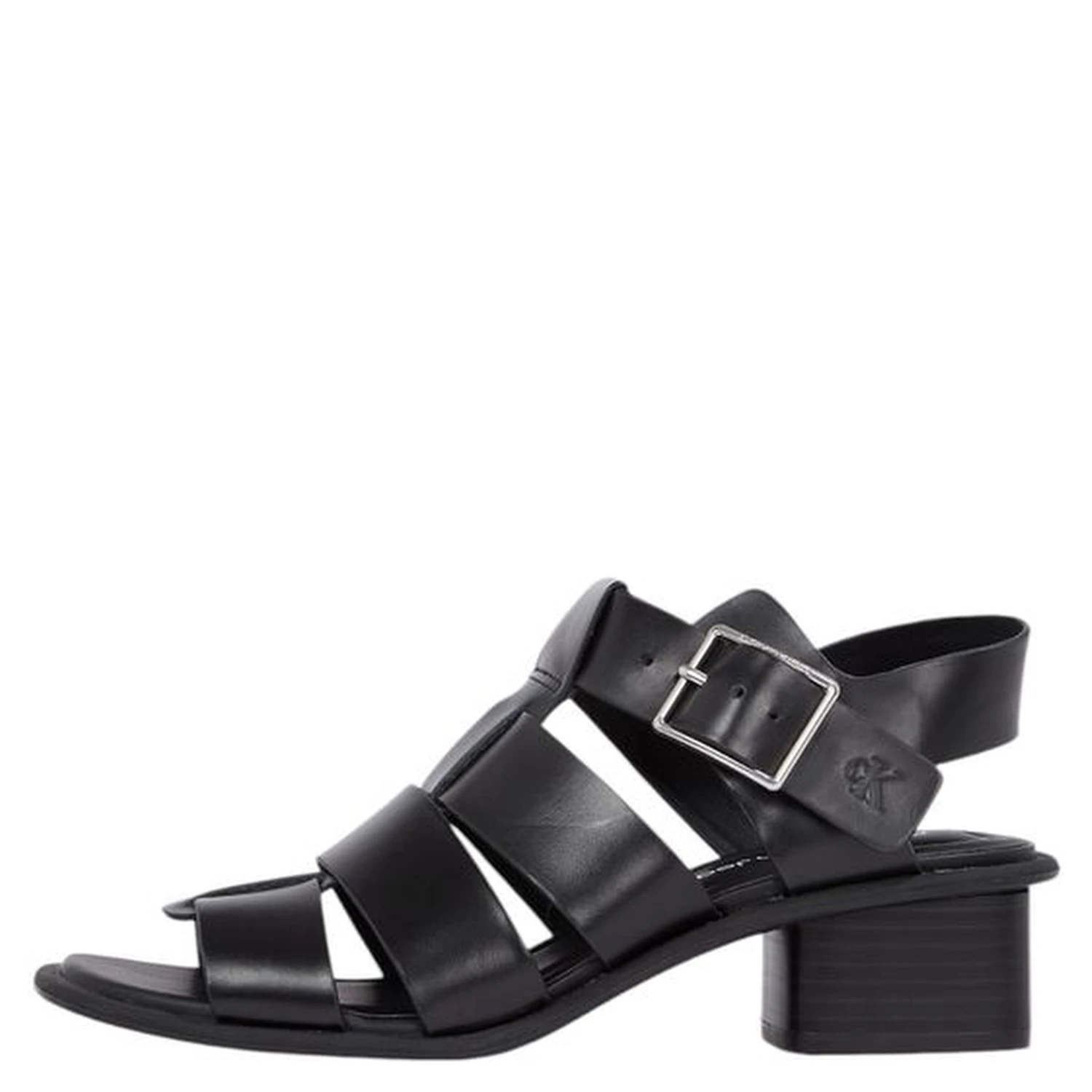 Black Polyester Flat Sandals