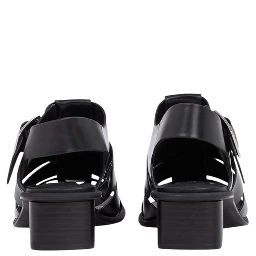 Black Polyester Flat Sandals