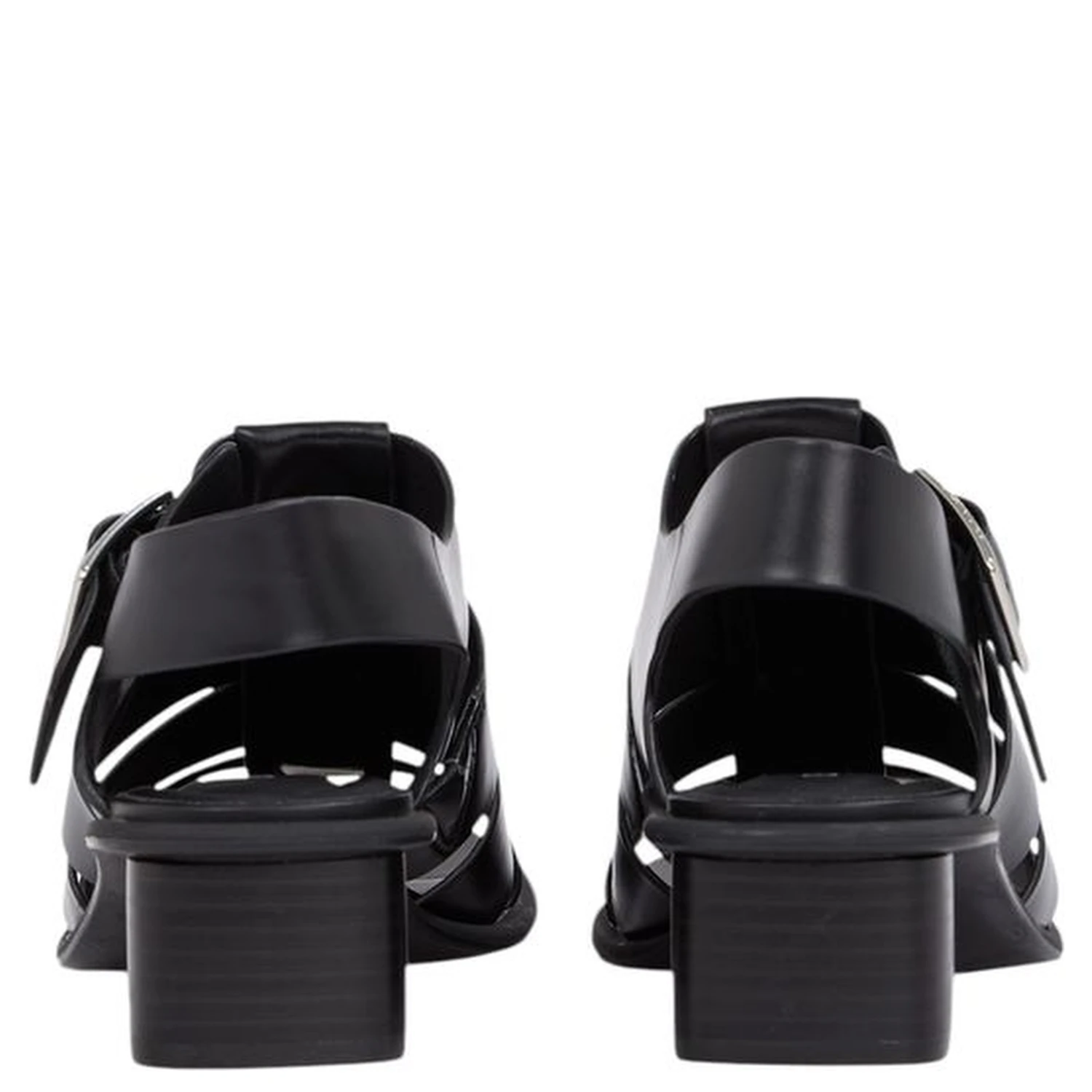 Black Polyester Flat Sandals