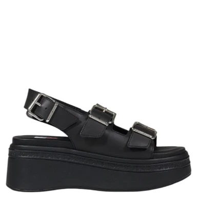 Black Leather Platform Sandals