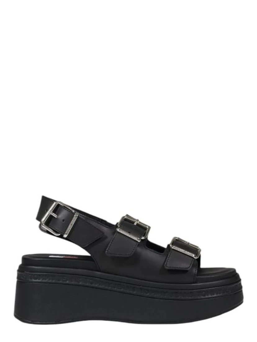 Black Leather Platform Sandals
