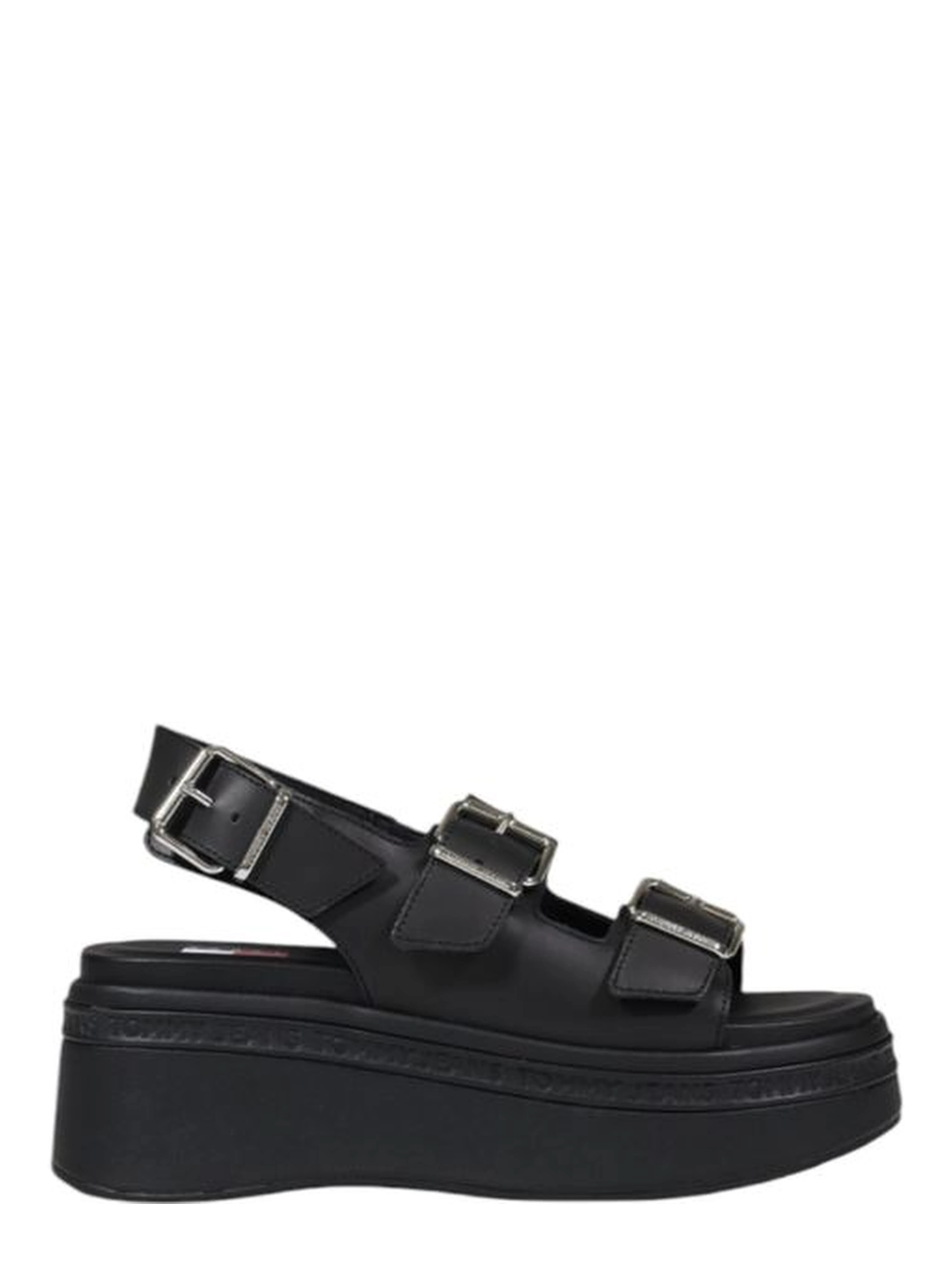 Black Leather Platform Sandals