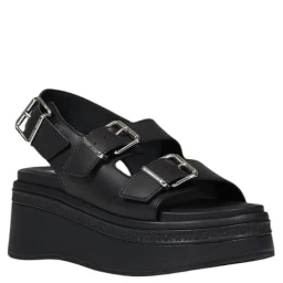 Black Leather Platform Sandals