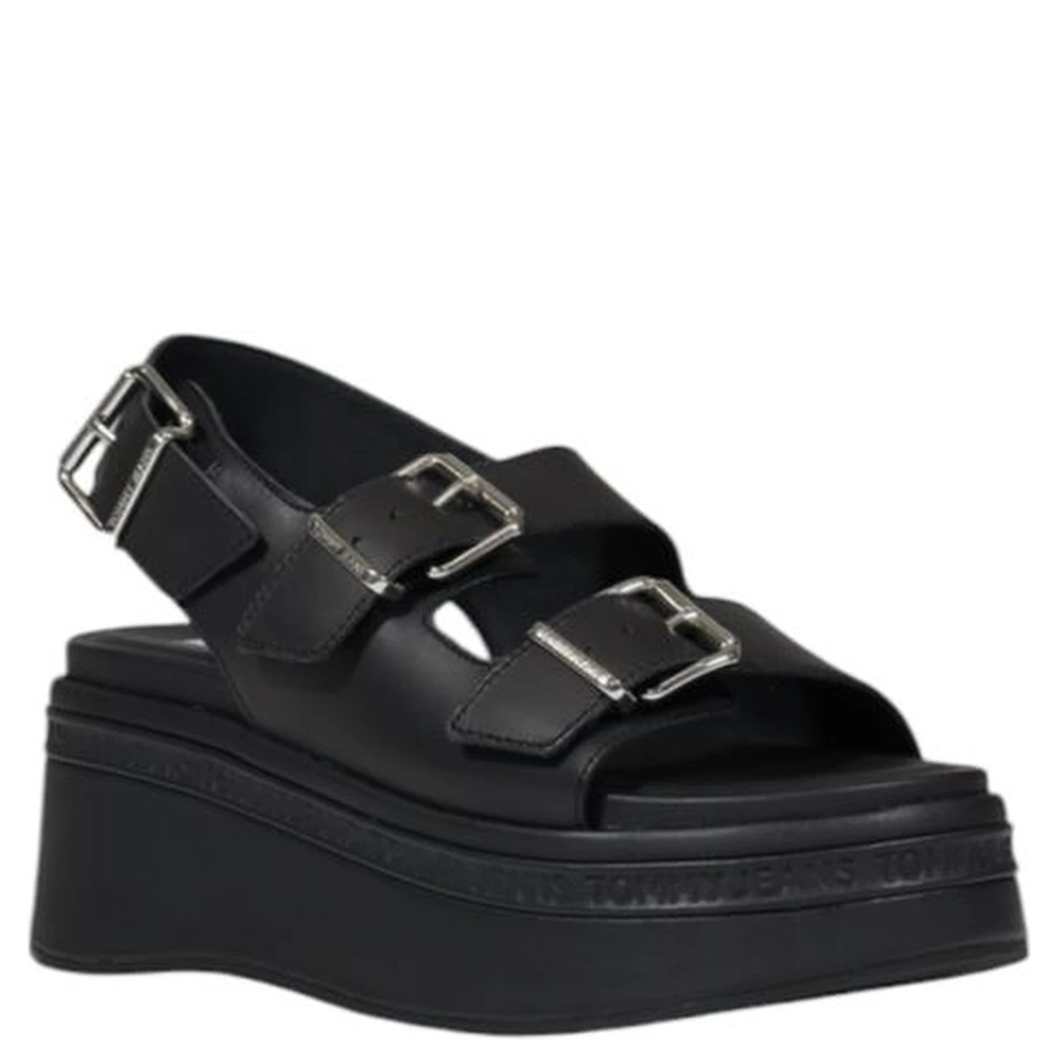 Black Leather Platform Sandals
