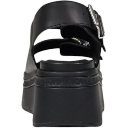 Black Leather Platform Sandals