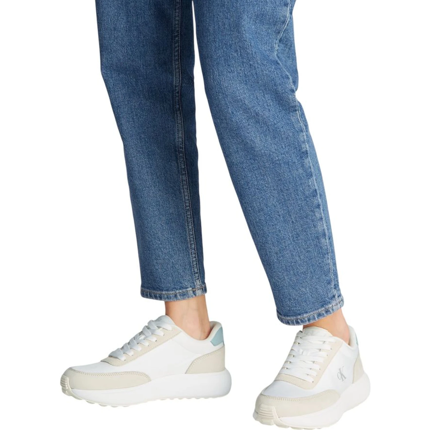 Cream Leather Athletic Sneakers