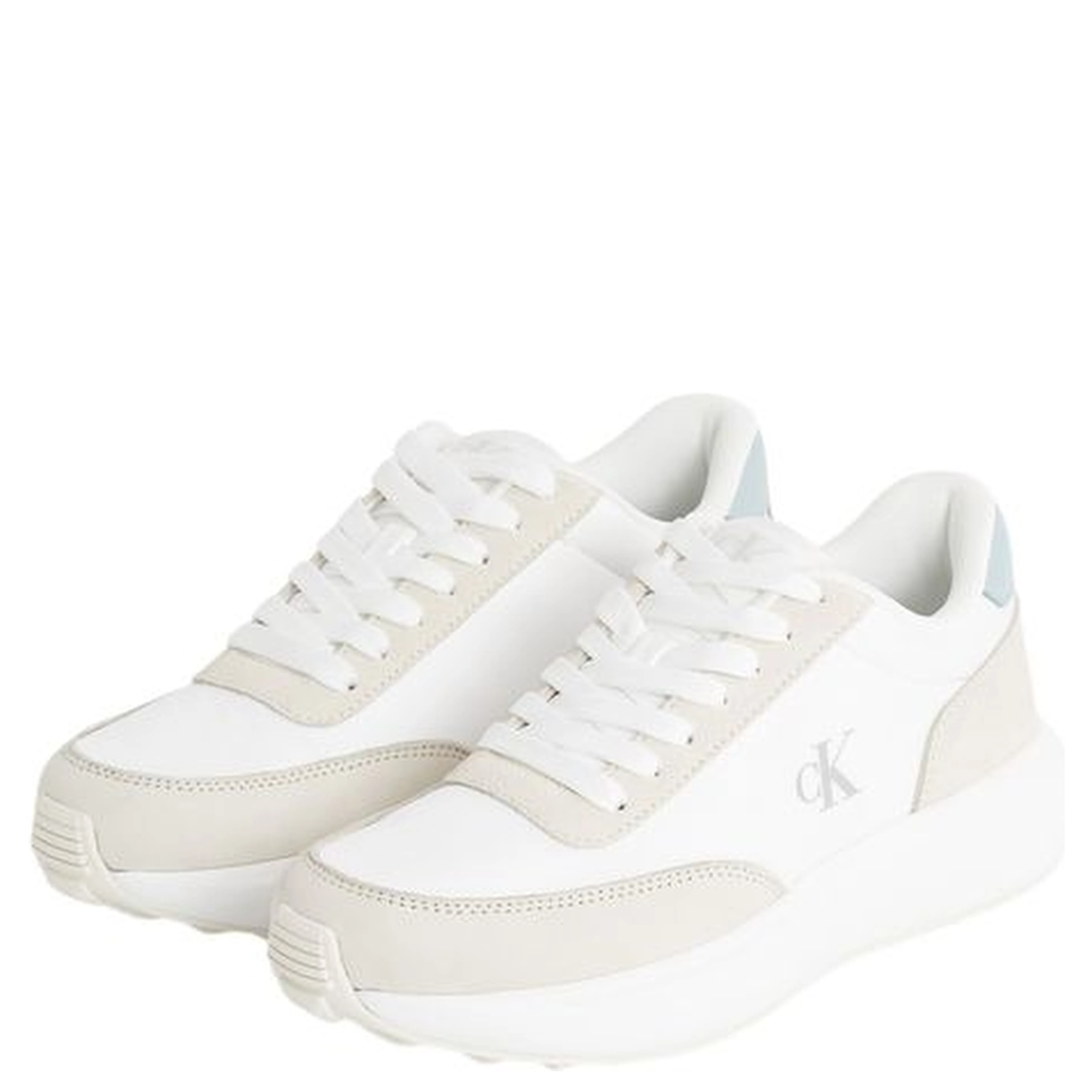 Cream Leather Athletic Sneakers