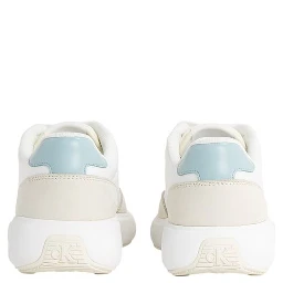 Cream Leather Athletic Sneakers
