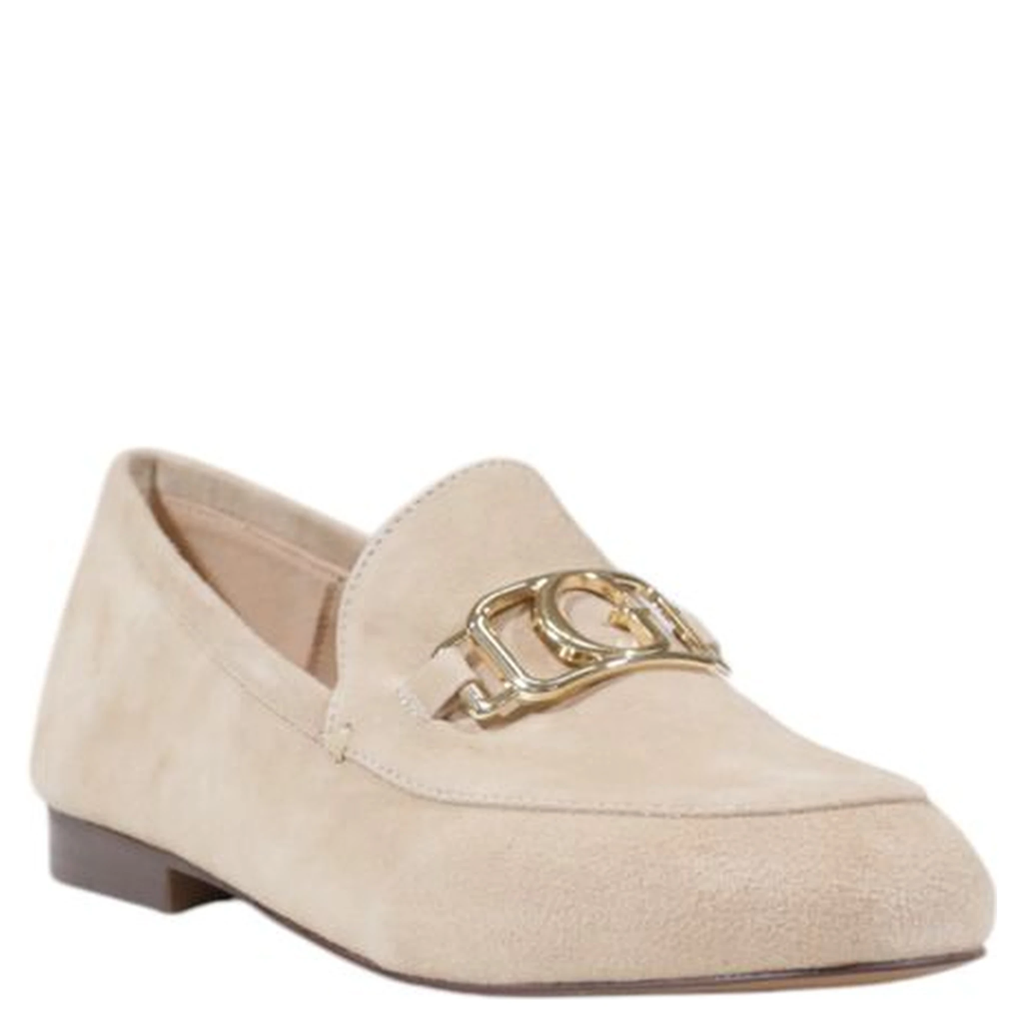 Beige Leather Platform Pumps