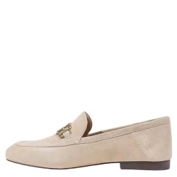 Beige Leather Platform Pumps